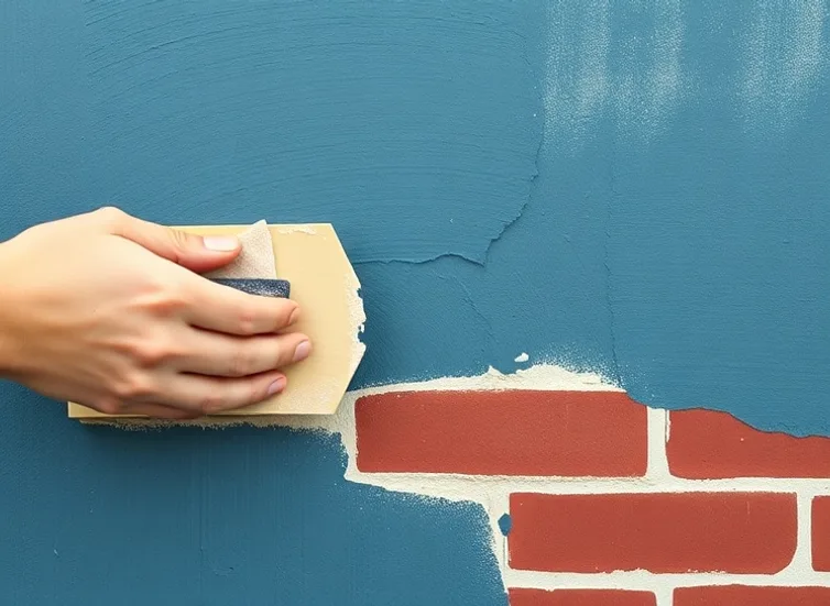 Ponçage et rebouchage des fissures avant mise en peinture
